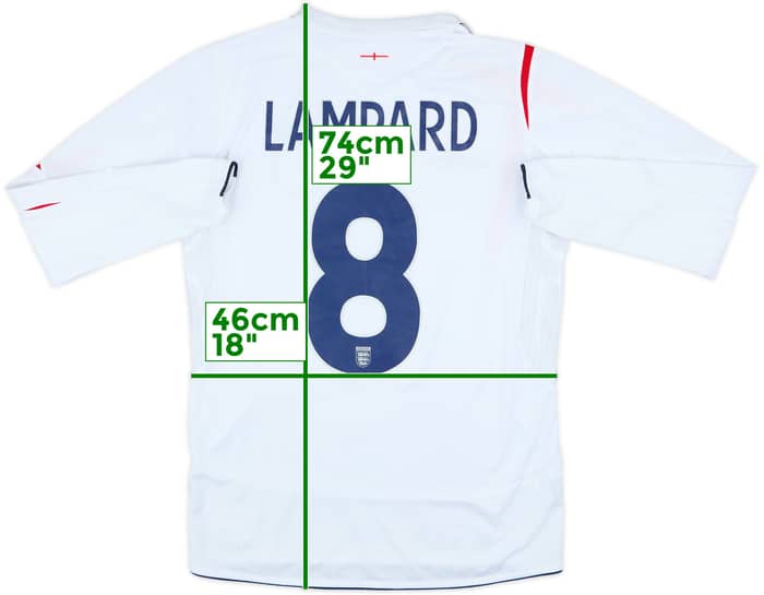 2005-07 England Home L/S Shirt Lampard #8 - 8/10 - (S)