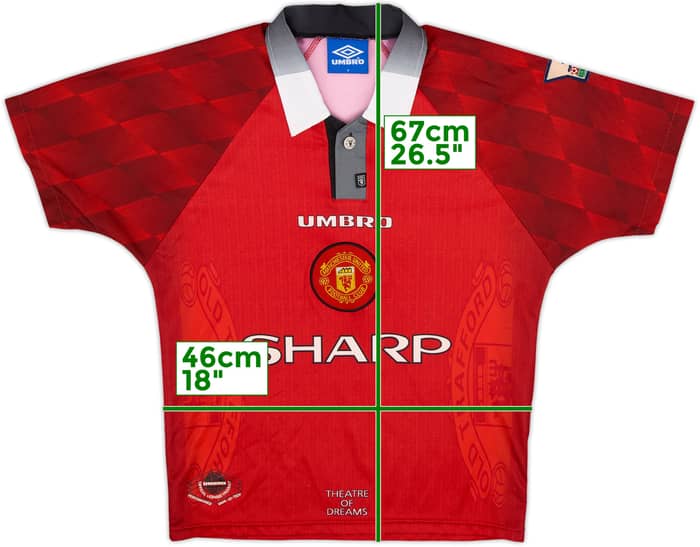1996-98 Manchester United Home Shirt - 8/10 - (Y)