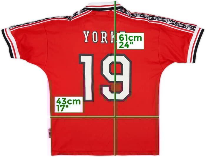 1998-00 Manchester United Home Shirt Yorke #19 - 6/10 - (L.Boys)