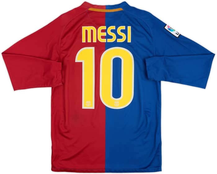 2008-09 Barcelona Home L/S Shirt Messi #10 - 7/10 - (XL.Boys)