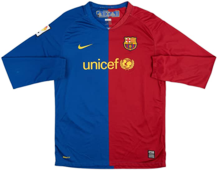 2008-09 Barcelona Home L/S Shirt Messi #10 - 7/10 - (XL.Boys)