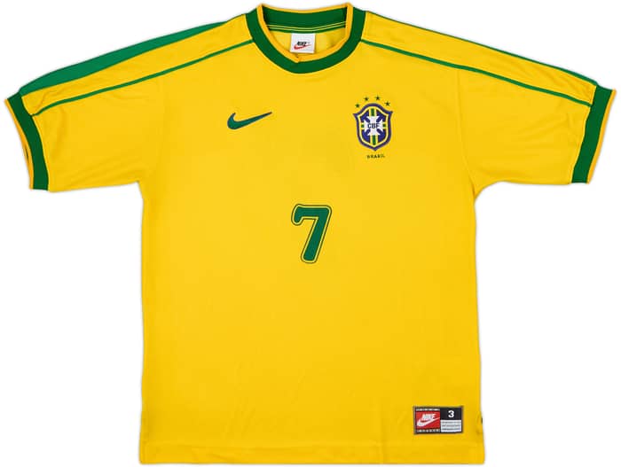 1998-00 Brazil Home Shirt #7 - 9/10 - (M)