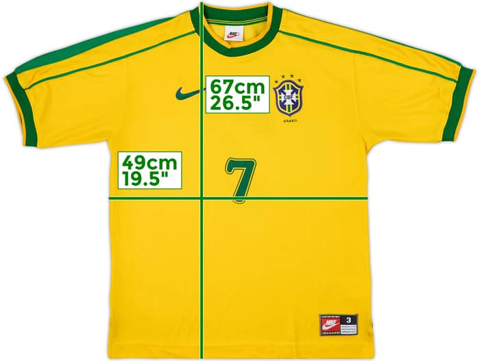 1998-00 Brazil Home Shirt #7 - 9/10 - (M)