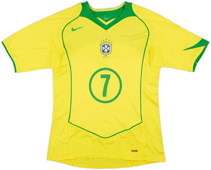 2004-06 Brazil Home Shirt Ronaldinho #7 - 8/10 - (M)