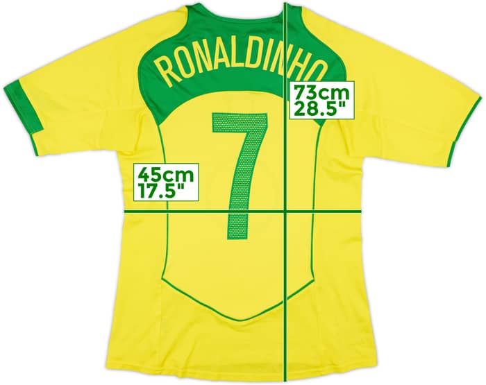 2004-06 Brazil Home Shirt Ronaldinho #7 - 8/10 - (M)