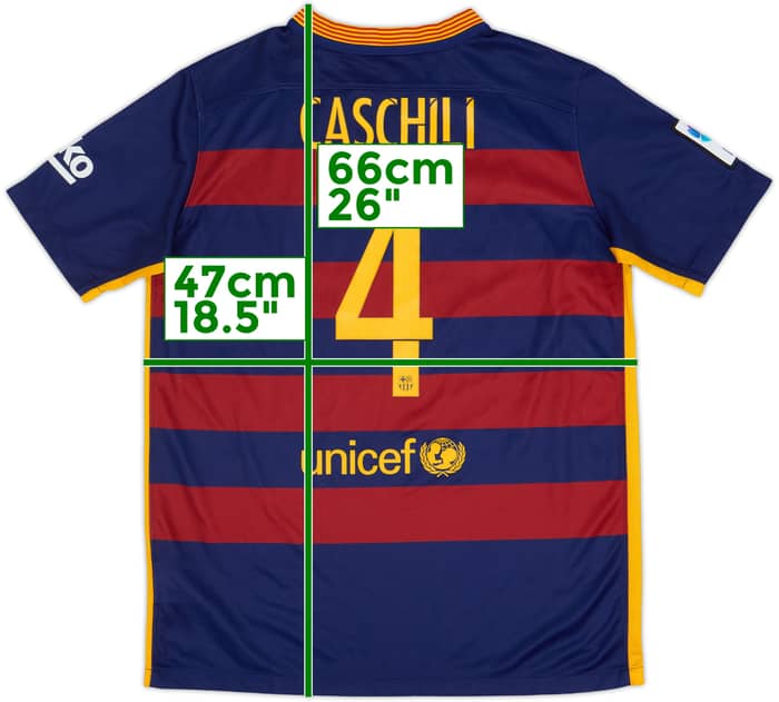 2015-16 Barcelona Home Shirt Caschili #4 - 10/10 - (XL.Boys)