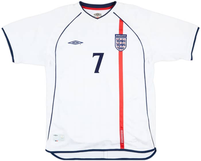 2001-03 England Home Shirt Beckham #7 - 7/10 - (L)