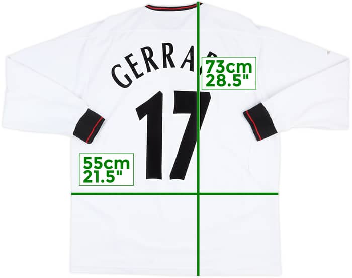 2003-04 Liverpool Camiseta de Visitante Manga Larga Gerrard #17 - 8/10 - (XL)