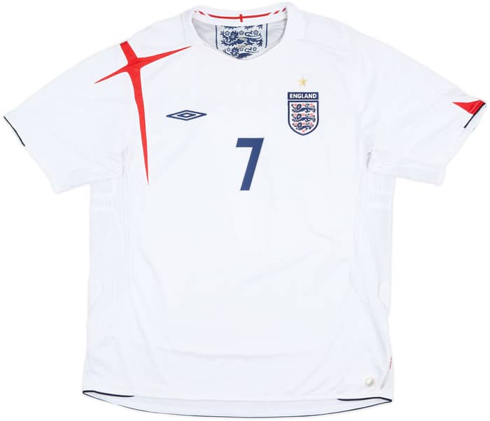 2005-07 Inglaterra Local Camiseta Beckham #7 - 6/10 - (XL)