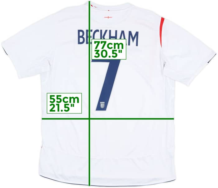 2005-07 Inglaterra Local Camiseta Beckham #7 - 6/10 - (XL)