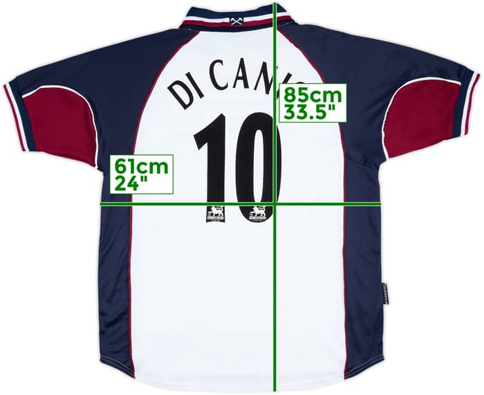 1999-01 Camiseta de visitante del West Ham Di Canio #10 - 8/10 - (XXL)