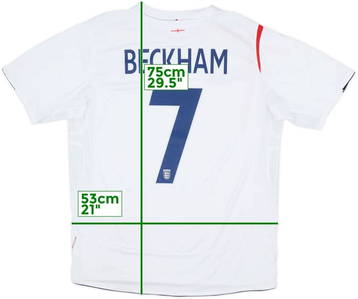 2005-07 England Home Shirt Beckham #7 - 7/10 - (L)