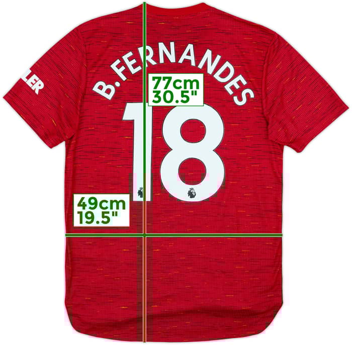 Camiseta auténtica de local del Manchester United 2020-21 B. Fernandes #18 - 9/10 - (M)