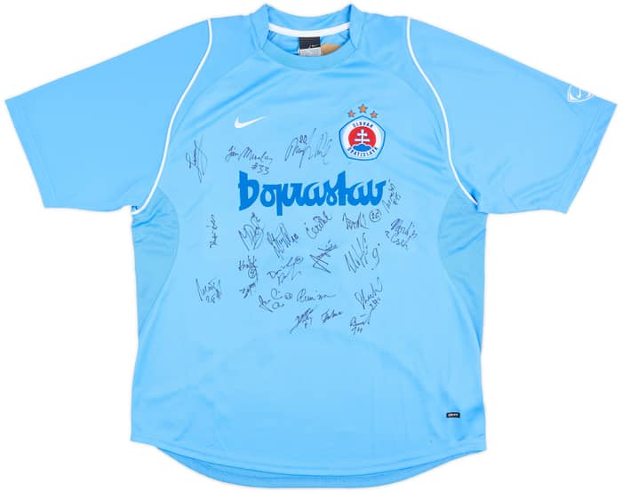 2006-07 Slovan Bratislava Squad Signed Home Shirt Hanek #3 - 8/10 - (L)