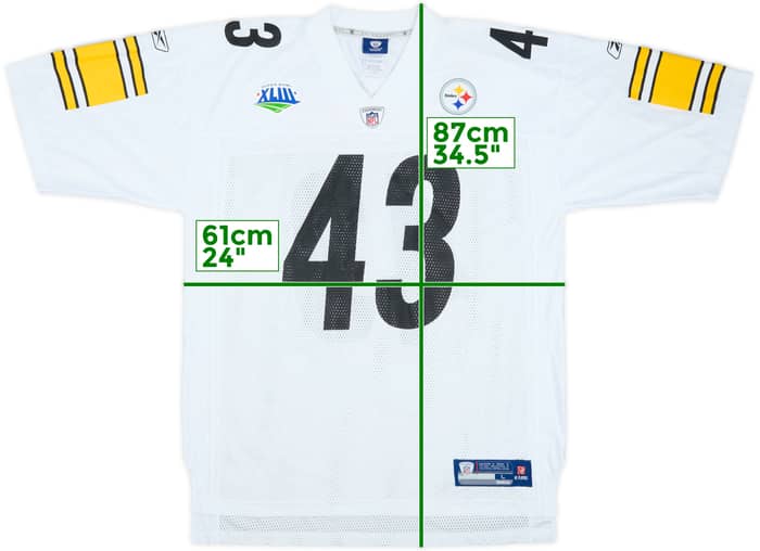 2009 Pittsburgh Steelers Polamalu #43 Reebok On Field Away Jersey - 9/10 - (L)