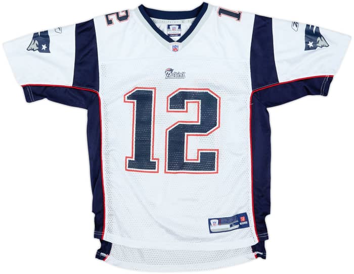 2007 New England Patriots Brady #12 Reebok On Field Away Jersey - 9/10 - (L.Boys)