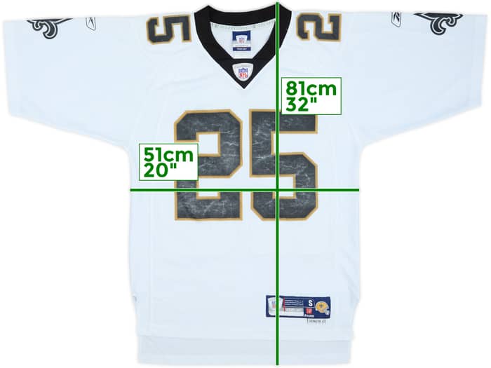 2007 New Orleans Saints Bush #25 Reebok Premier Away Jersey - 5/10 - (S)