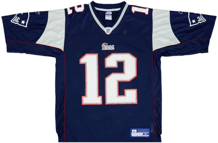 2002-04 New England Patriots Brady #12 Reebok On Field Home Jersey - 7/10 - (M)