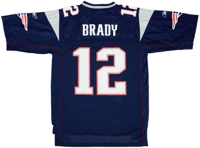 2002-04 New England Patriots Brady #12 Reebok On Field Home Jersey - 7/10 - (M)