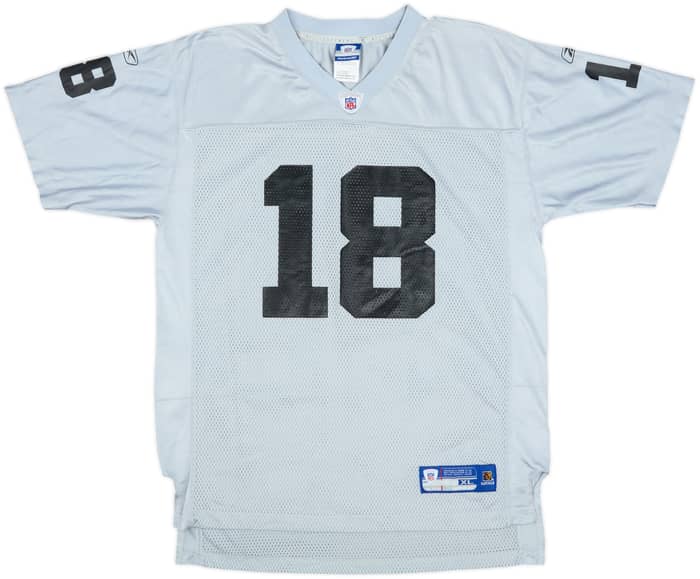 2005-06 Oakland Raiders Moss #18 Reebok On Field Alternate Jersey - 5/10 - (XL.Boys)