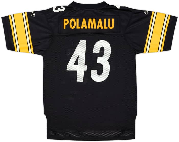 2008-11 Pittsburgh Steelers Polamalu #43 Reebok On Field Home Jersey - 8/10 - (L.Boys)