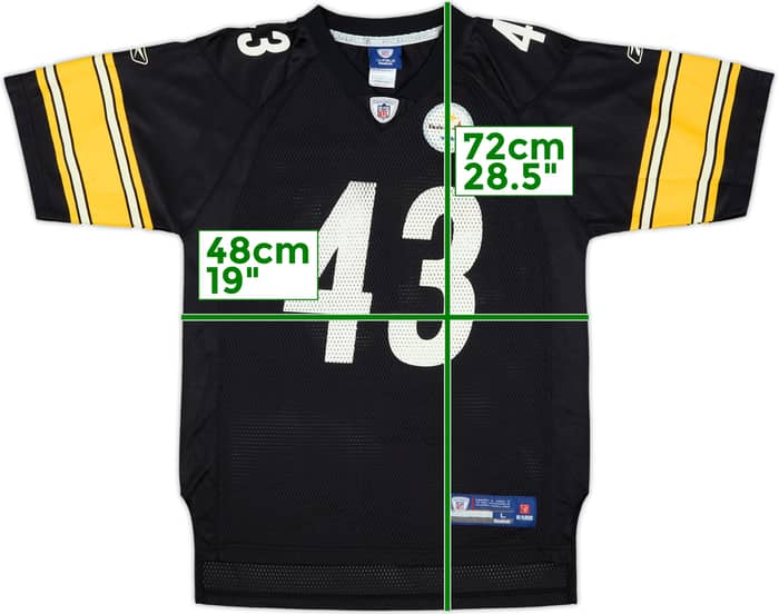 2008-11 Pittsburgh Steelers Polamalu #43 Reebok On Field Home Jersey - 8/10 - (L.Boys)