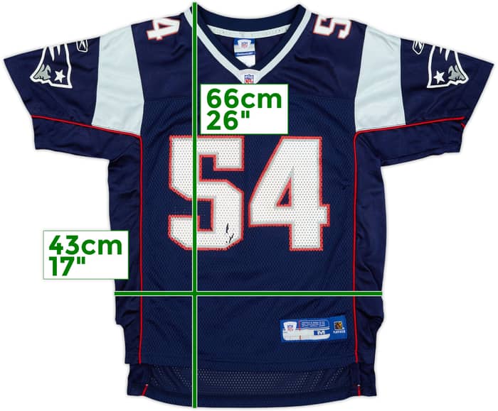 2005-06 New England Patriots Bruschi #54 Reebok On Field Home Jersey - 5/10 - (M.Boys)