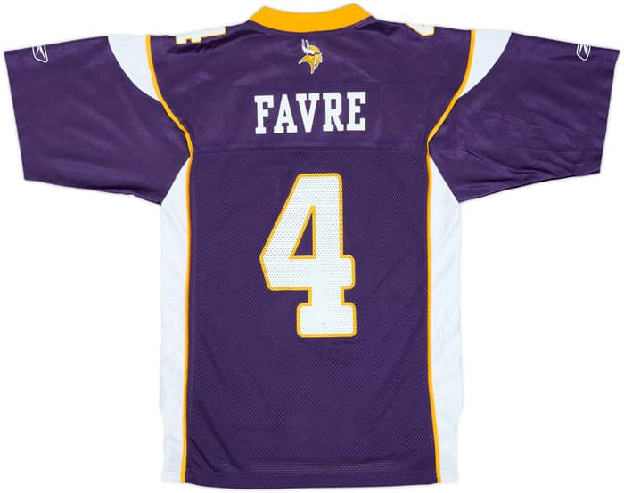 2009-10 Minnesota Vikings Favre #4 Reebok On Field Home Jersey - 9/10 - (S)