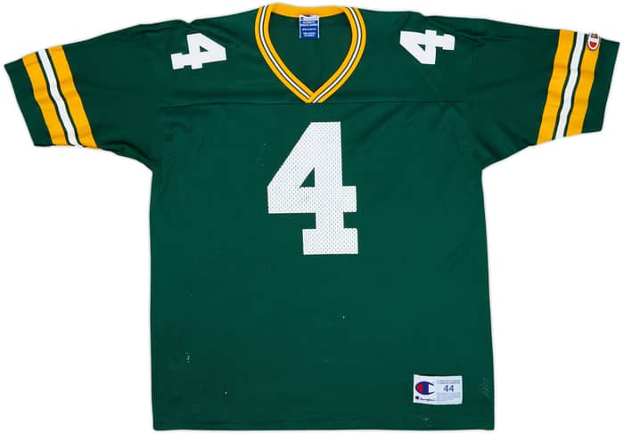 1997-99 Green Bay Packers Favre #4 Champion Home Jersey - 5/10 - (L)