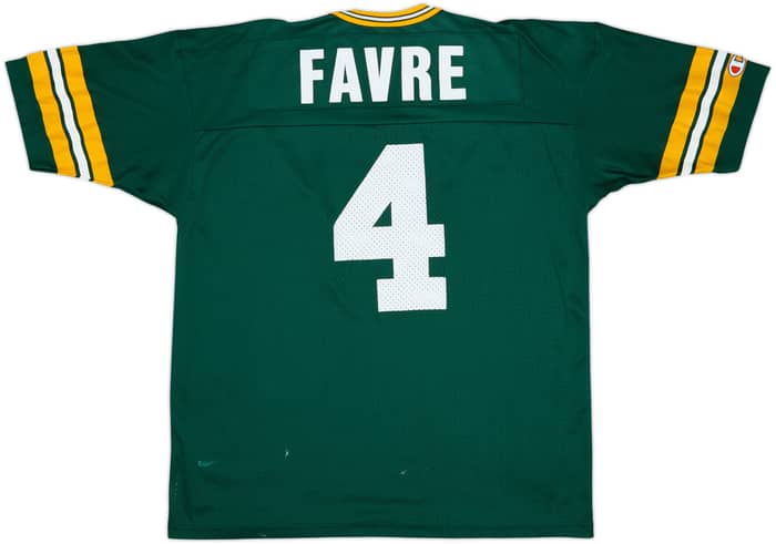 1997-99 Green Bay Packers Favre #4 Champion Home Jersey - 5/10 - (L)