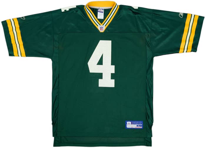 2002-04 Green Bay Packers Favre #4 Reebok On Field Home Jersey - 9/10 - (L)