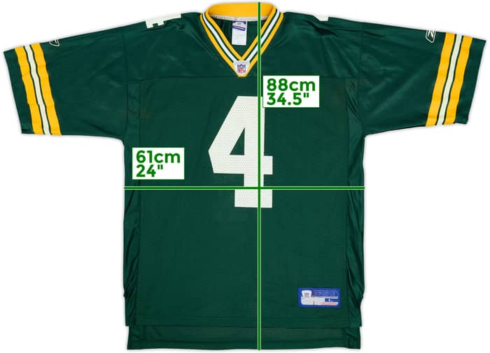 2002-04 Green Bay Packers Favre #4 Reebok On Field Home Jersey - 9/10 - (L)