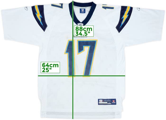 2008-11 San Diego Chargers Rivers #17 Reebok On Field Away Jersey - 7/10 - (L)