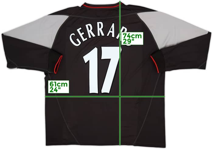 Camiseta de visitante L/S del Liverpool 2002-04 Gerrard #17 - 8/10 - (XL)