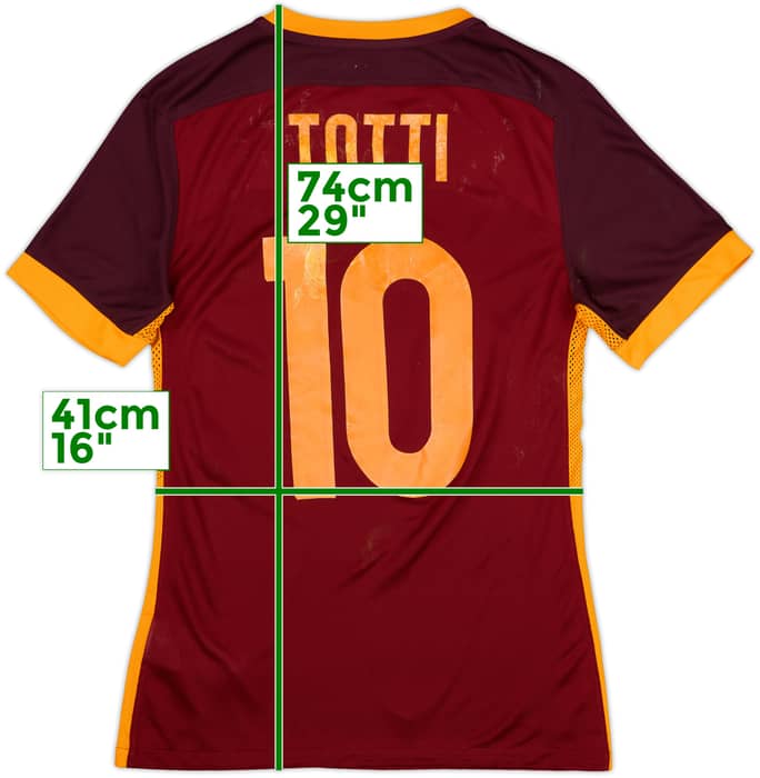 2015-16 Roma Authentic Home Shirt Totti #10 - 5/10 - (S)
