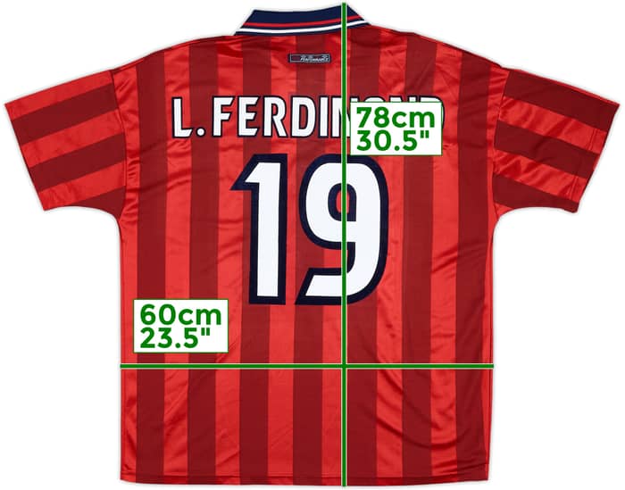 1997-99 England Away Shirt L.Ferdinand #19 - 6/10 - (L)