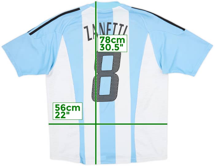 2002-04 Argentina Home Shirt Zanetti #8 - 6/10 - (XL)