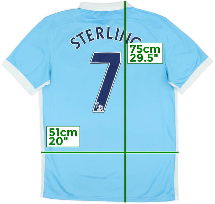 2015-16 Manchester City Home Shirt Sterling #7 - 9/10 - (M)