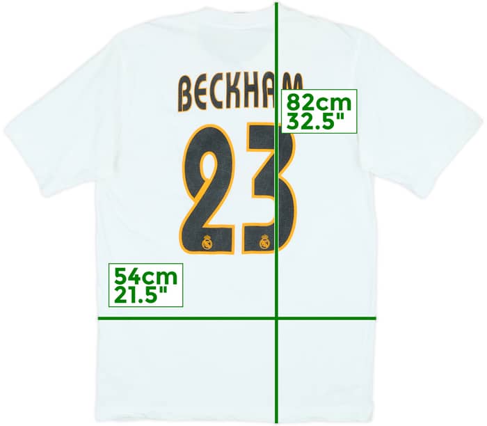 2003-04 Real Madrid adidas Graphic Tee Beckham #23 - 5/10 - (S)