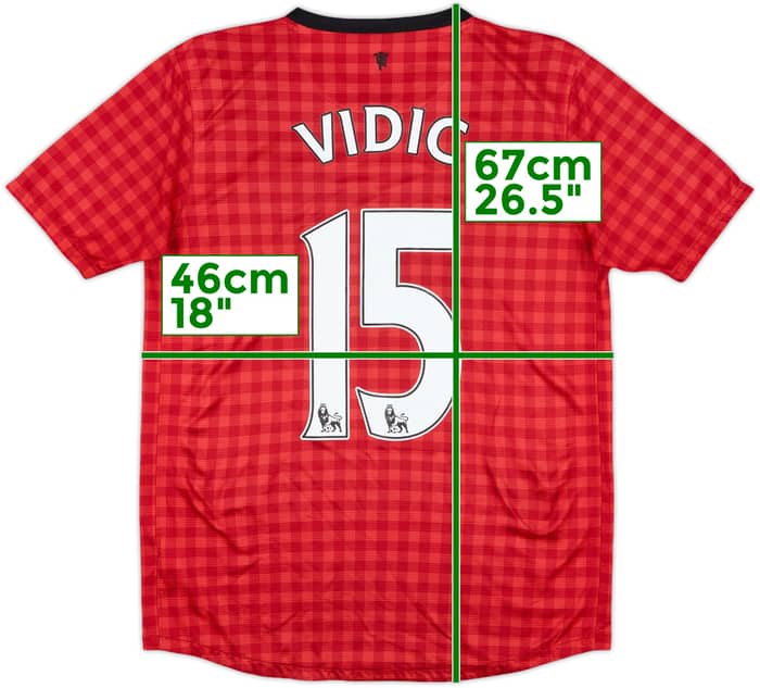 2012-13 Manchester United Home Shirt Vidic #15 - 7/10 - (XL.Boys)