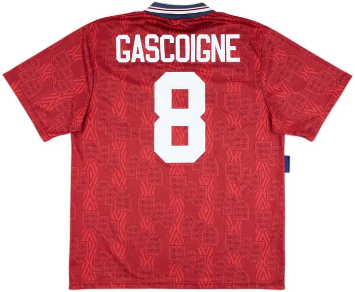 1993-95 England Away Shirt Gascoigne #8 - 9/10 - (XL)