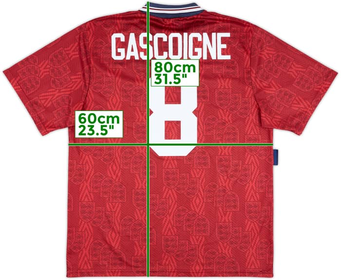 1993-95 England Away Shirt Gascoigne #8 - 9/10 - (XL)