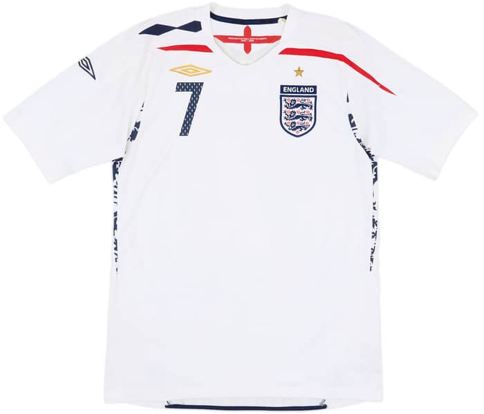 2007-09 England Home Shirt Beckham #7 - 8/10 - (M)