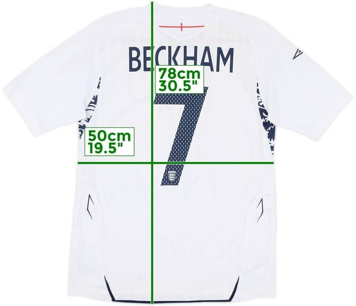 2007-09 England Home Shirt Beckham #7 - 8/10 - (M)