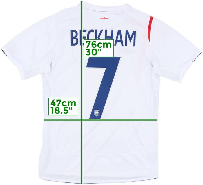 2005-07 England Home Shirt Beckham #7 - 6/10 - (S)
