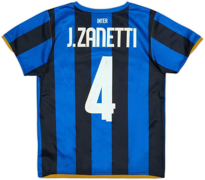 2008-09 Inter Milan Home Shirt Zanetti #4 - 9/10 - (6-7 Years)