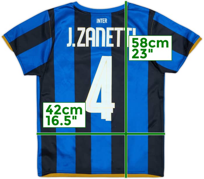 2008-09 Inter Milan Home Shirt Zanetti #4 - 9/10 - (6-7 Years)