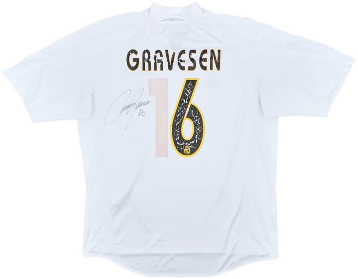 2004-05 Real Madrid Signed Home Shirt Gravesen #16 - 4/10 - (L)