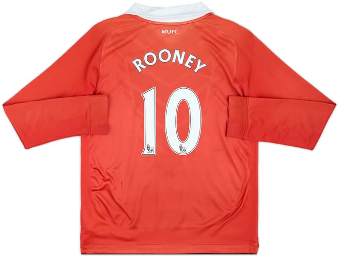 2010-11 Manchester United Home L/S Shirt Rooney #10 - 5/10 - (M.Boys)