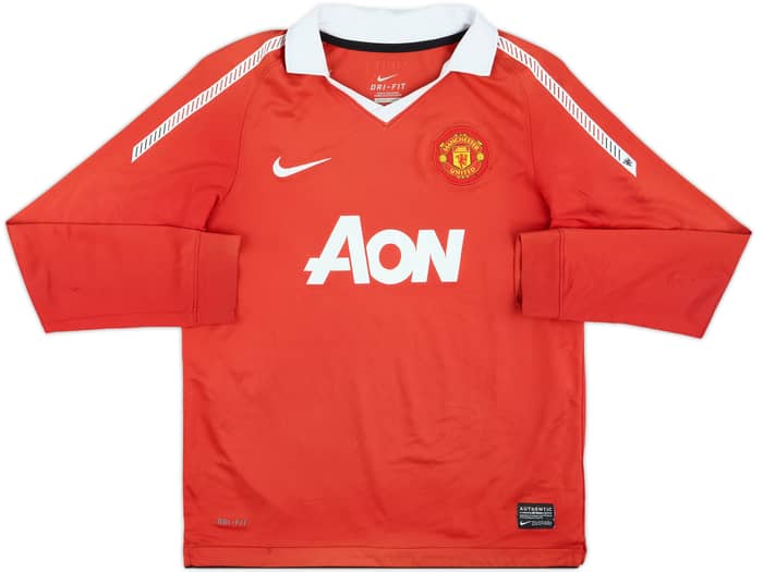 2010-11 Manchester United Home L/S Shirt Rooney #10 - 5/10 - (M.Boys)